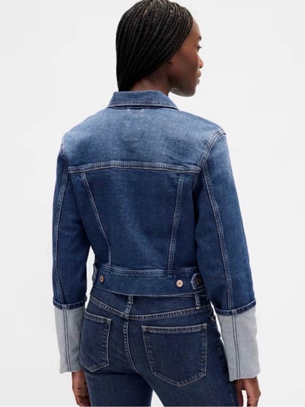 GAP Blue Cuffed  Denim Jacket - Picture 2 of 5